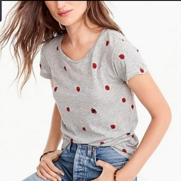 J. Crew Tops - 🌷J CREW COLLECTOR TEES with Gray with Lady Bugs L